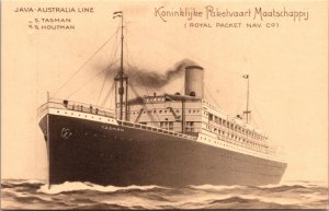 Postcard Java-Australia Line S.S. Tasman Koninklijke Raketvaart Maatschappij