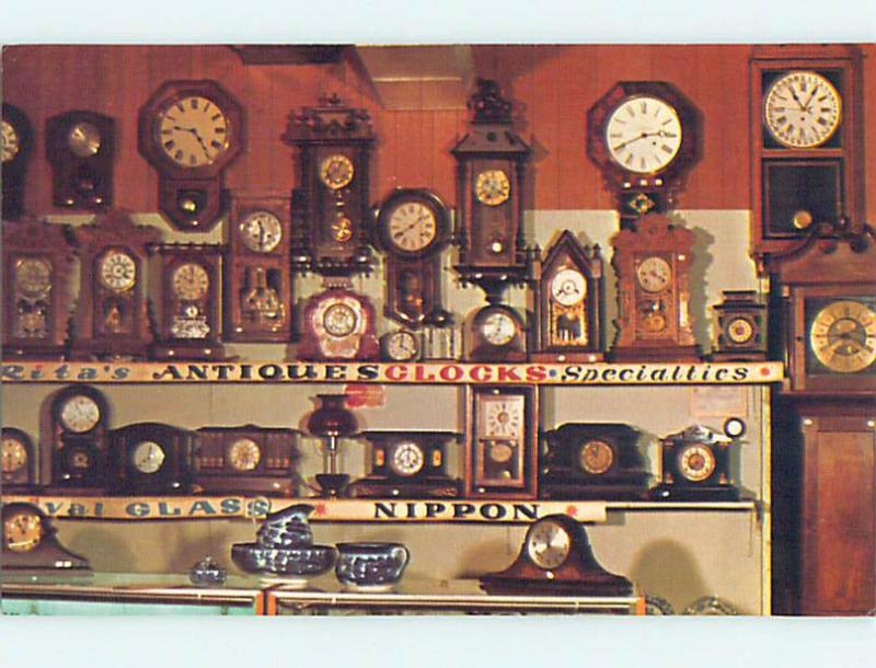 Unused Pre-1980 POSTCARD - ANTIQUE CLOCKS AT RITA'S ANTIQUE SHOP Lisbon OH Q7966