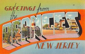 Oranges New Jersey Greeting Larget Letter Linen Antique Postcard K39435