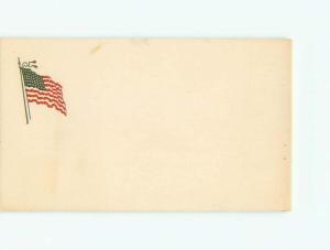 Unused Pre-Linen patriotic USA FLAG IN CORNER OF BLANK POSTCARD k8264