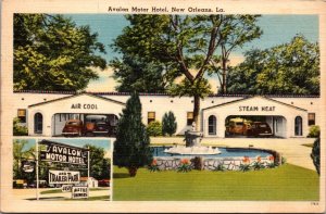 Linen Postcard Avalon Motor Hotel in New Orleans, Louisiana