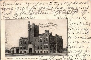 High School, Alexandria IN c1906 Undivided Back Vintage Postcard T27