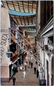 SEVILLA, SPAIN    CALLE SIERPES Street Scene   c1910s    Postcard