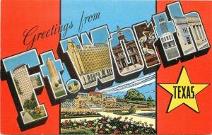 Atlas News Ft Worth Texas Large Letters multi View 1940s postcard 10653 Kropp