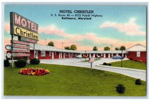 Baltimore Maryland Postcard Motel Christlen Pulaski Highway Field c1940 Vintage