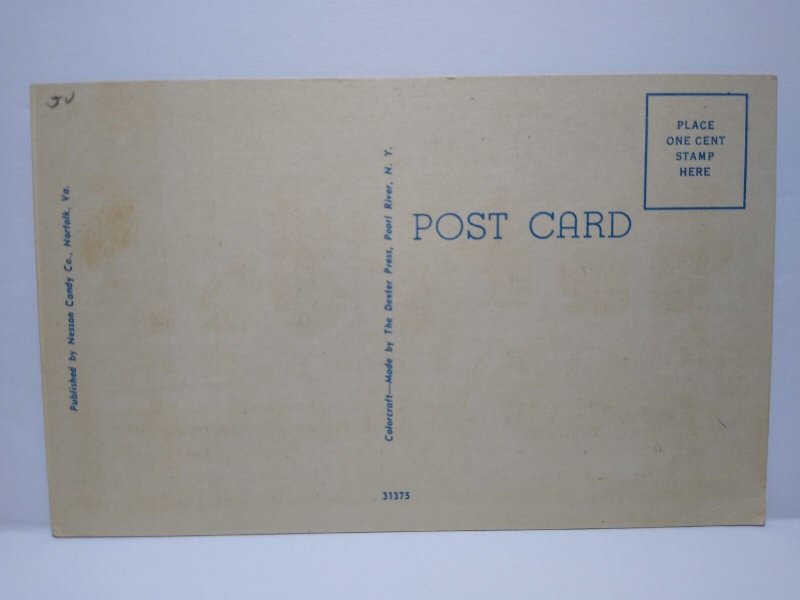 Greetings From Norfolk Navy Yard Virginia Large Big Letter Linen Postcard Unused