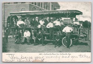 Coffeeville Motor Car Full Of Men Kansas Postcard W25