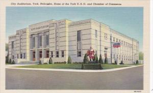 Nebraska York City Auditorium Home Of York U S O and Chamber Of Commerce Curt...