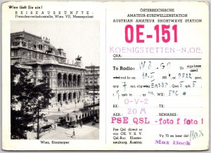 1957 QSL Radio Card OE-151 Australian Amateur Radio Station Posted Postcard