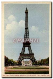 Old Postcard Paris Eiffel Tower and the Palais de Chaillot