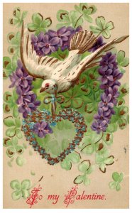 Valentine  Dove , flowered Heart