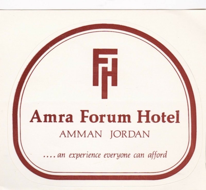 Jordan Amman Amra Forum Hotel Vintage Luggage Label lbl0674