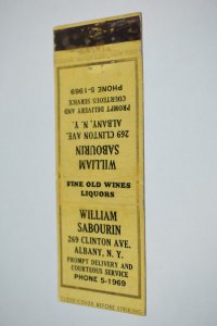 William Sabourin Albany New York Recipe 20 Strike Matchbook Cover