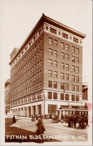 Putnam Building Davenport IA Iowa Streetcar Kruxo RPPC Postcard H11 *as is