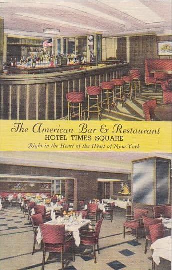 The American Bar & Restaurant Interior Multi View Hotel Times Square New York...
