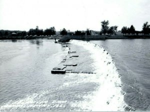 Fox River Dam McHenry c1940's Illinois RPPC Photo Postcard 