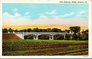 Vintage New Highway Bridge Streator Illinois IL Linen Postcard