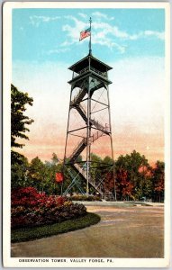 Valley Forge Pennsylvania PA, Observation Tower, Top Mt. Joy, Vintage Postcard