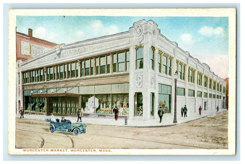 1914 Worcester Market, Worcester Massachusetts MA Antique Unposted Postcard 