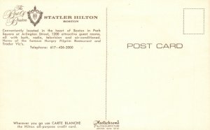 Vintage Postcard Statler Hilton Hotel Rooms Restaurants Boston Massachusetts MA