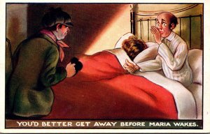 Humour Couple In Bed With Intruder You'd Better Get Away Before Maria Wakes