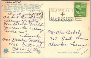 1949 New General Post Office Philadelphia Pennsylvania PA Posted Postcard