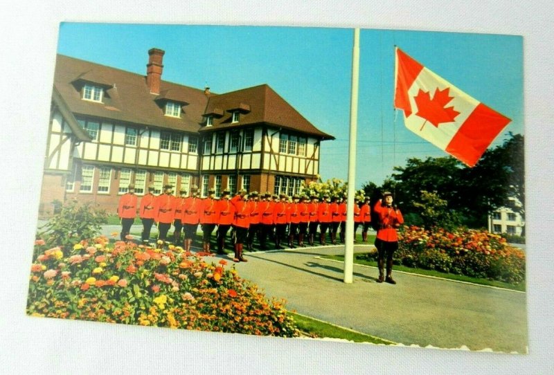 Vintage Postcard Canada Royal Canadian Police Troop Raising Flag