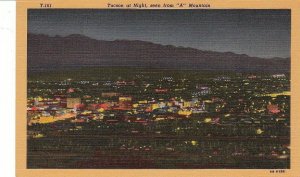 Postcard Tucson at Night seen from A mountain Arizona