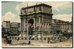 Postcard Old Marseille Place d'Aix and the Arc de Triomphe