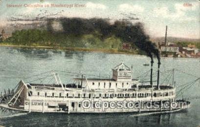 Steamer Columbia Ferry Boat, Ferries, Ship On Mississippi River 1909 postal m...