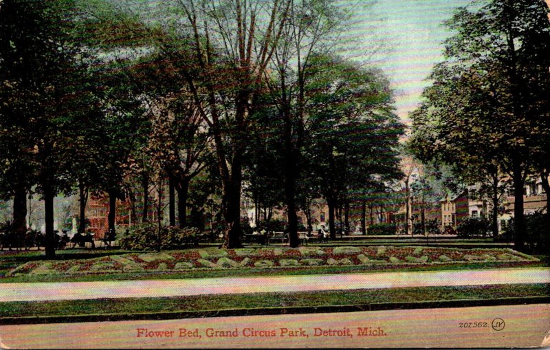 Michigan Detroit Grand Circus Park Flower Bed 1919