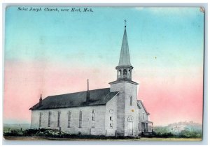 c1910 Exterior View Saint Joseph Church Near Hart Michigan MI Vintage Postcard