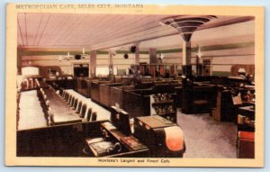 MILES CITY, Montana MT ~ Roadside METROPOLITAN CAFE Interior 1955 Postcard