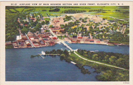 North Carolina Elizabeth City Airplane View Business Section and Riverfront