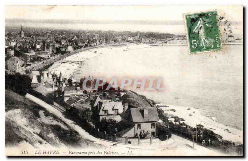 Le Havre Old Postcard Panorama taken Cliffs