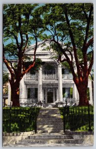 Natchez Mississippi~Stanton Hall Front View~PM 1950~EC Kropp Vtg Linen Postcard