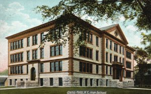 Vintage Postcard 1910's High School Building Glens Falls New York Structure N.Y.