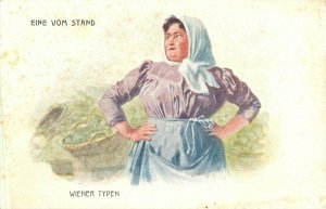 B.K.W.I. Postcard 917-17, Wiener Typen, Woman of Vienna, Eine vom Stand