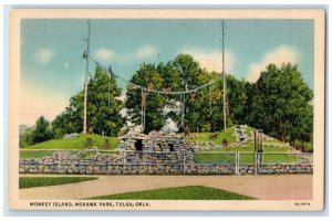 1937 Monkey Island Mohawk Park Tulsa Oklahoma OK Animals Posted Vintage Postcard