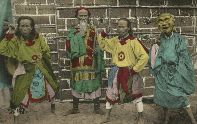 indochina, ANNAM HUÉ, Head of King's Comedians & Three Key Players (1910s) (I)