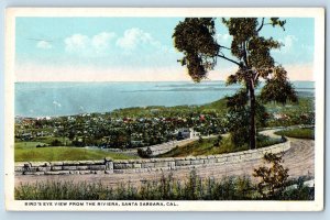 Santa Barbara California Postcard Birds Eye View Riviera c1920 Vintage Antique