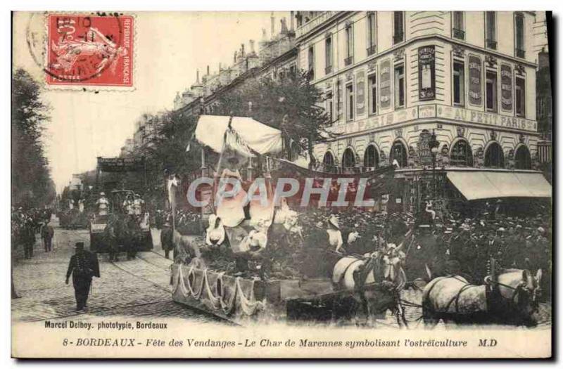 Old Postcard Bordeaux Fete Wine Harvest The tank Marennes symbolizing & # 39o...