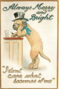 BB London Postcard X 58 Embossed; Depressed Dog In Top Hat w/ Drink & Cigarette