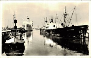 IJmuiden Noordersluis Ship Vintage RPPC 07.50