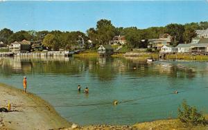 Ogunquit Maine~People Swimming & Boating in River~Lady on Beach~Houses~1975 Pc