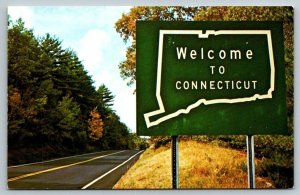 Welcome to Connecticut Highway Sign  Postcard