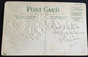 Vintage glittered and embossed “Best wishes” greeting postcard, 1900’s.