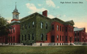 Vintage Postcard 1912 High School Lorain Ohio F.M. Kirby And Company Pub.