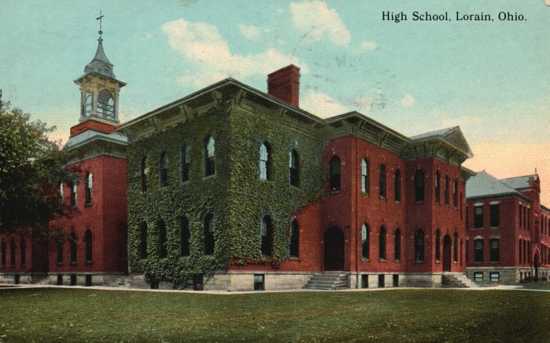 Vintage Postcard 1912 High School Lorain Ohio F.M. Kirby And Company Pub.