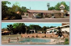 Davis California~Davis Motel~2 Views~Restaurant~Heated Pool~I-80~Vintage PC